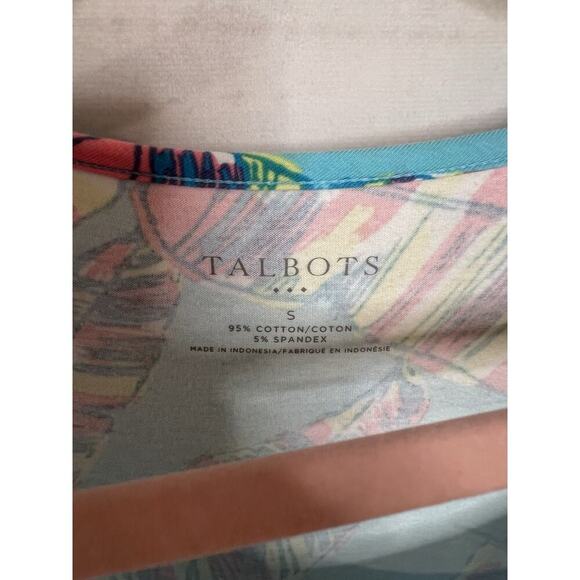 Talbots Size SM Dress Stretchy Tropical Light Blue Pockets - Picture 3 of 4